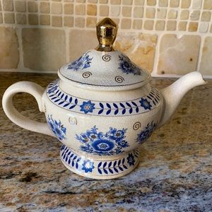 Vintage blue and gold teapot